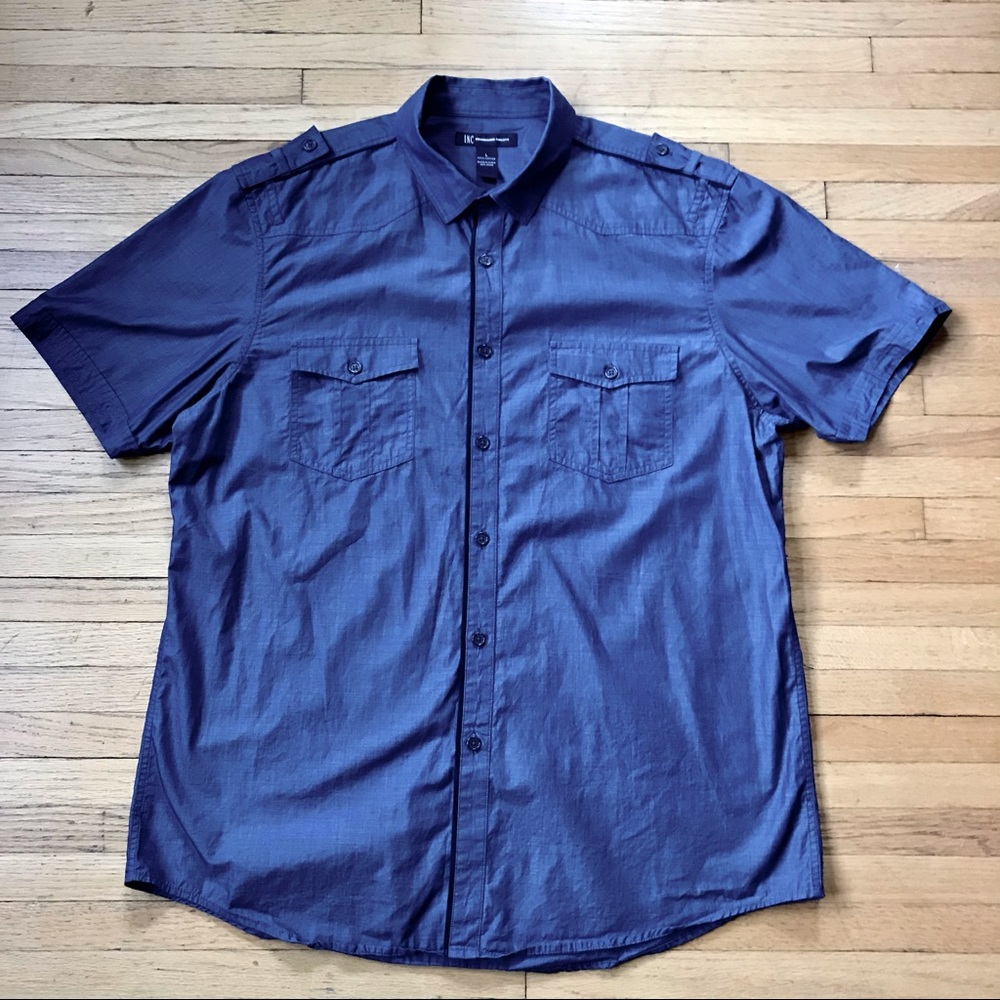 INC. Short Sleeve Blue Button-Up - Size Large